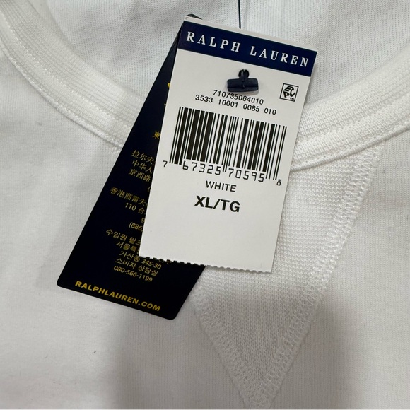 Polo Ralph Lauren Men’s Crew Neck Sweatshirt White XL NWT - Picture 4 of 10